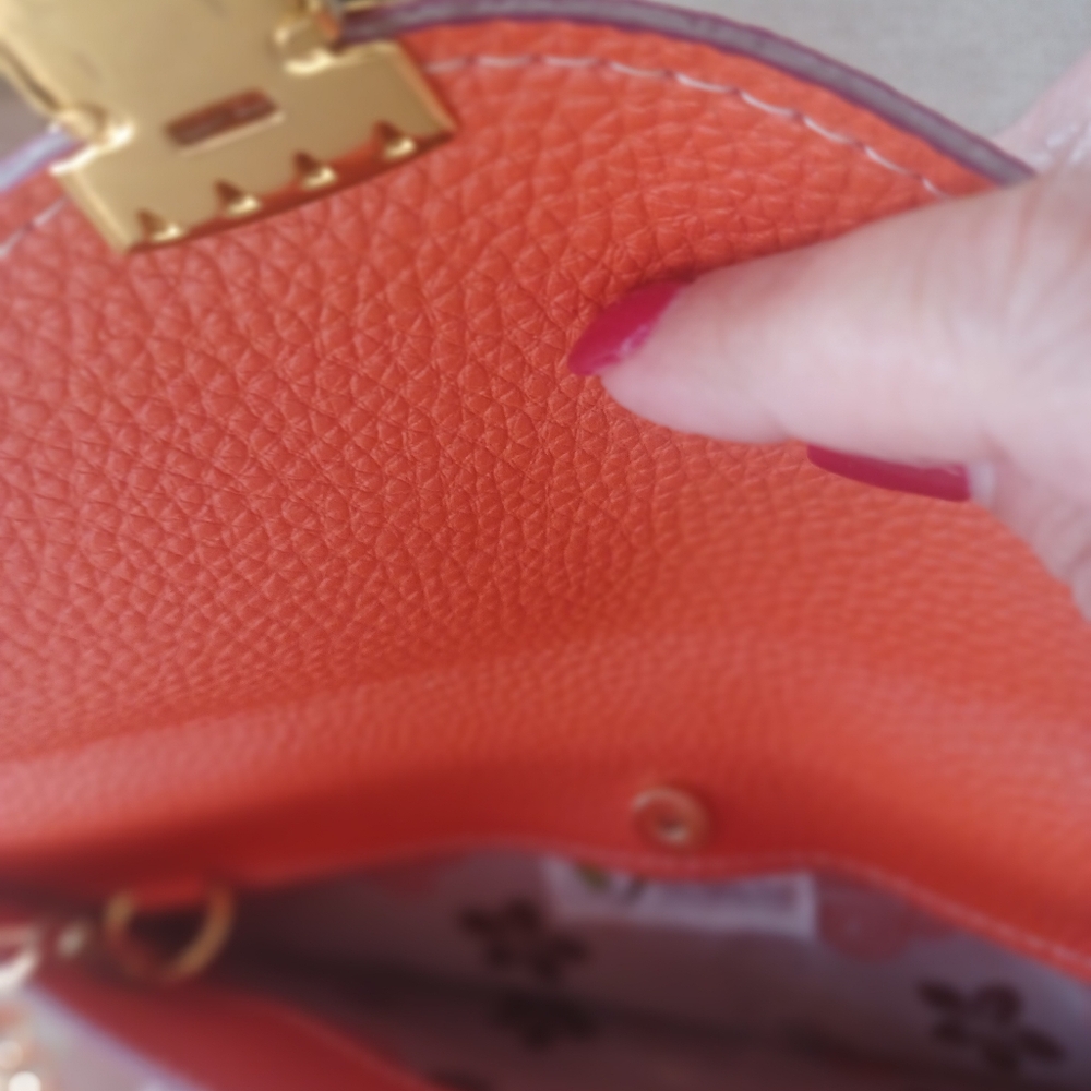 Orange Envelope Clutch with Gold Chain - Picture 5 of 10